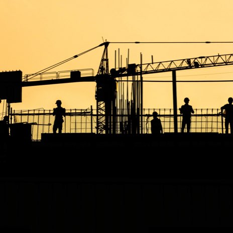 roofers and crane